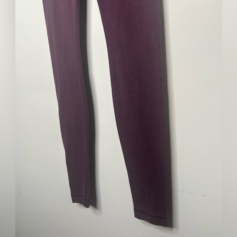 Lululemon Wunder Under Pant Cotton Roll Down Heathered Bordeaux Drama Red size 4 - Picture 6 of 10